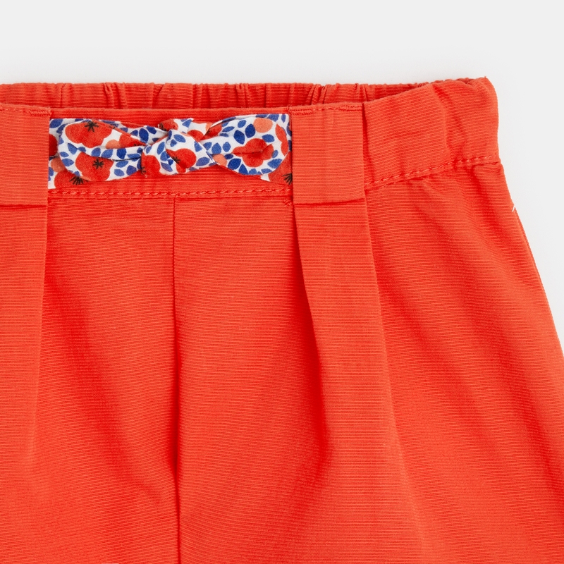 Short à pinces coton fantaisie rouge bébé fille