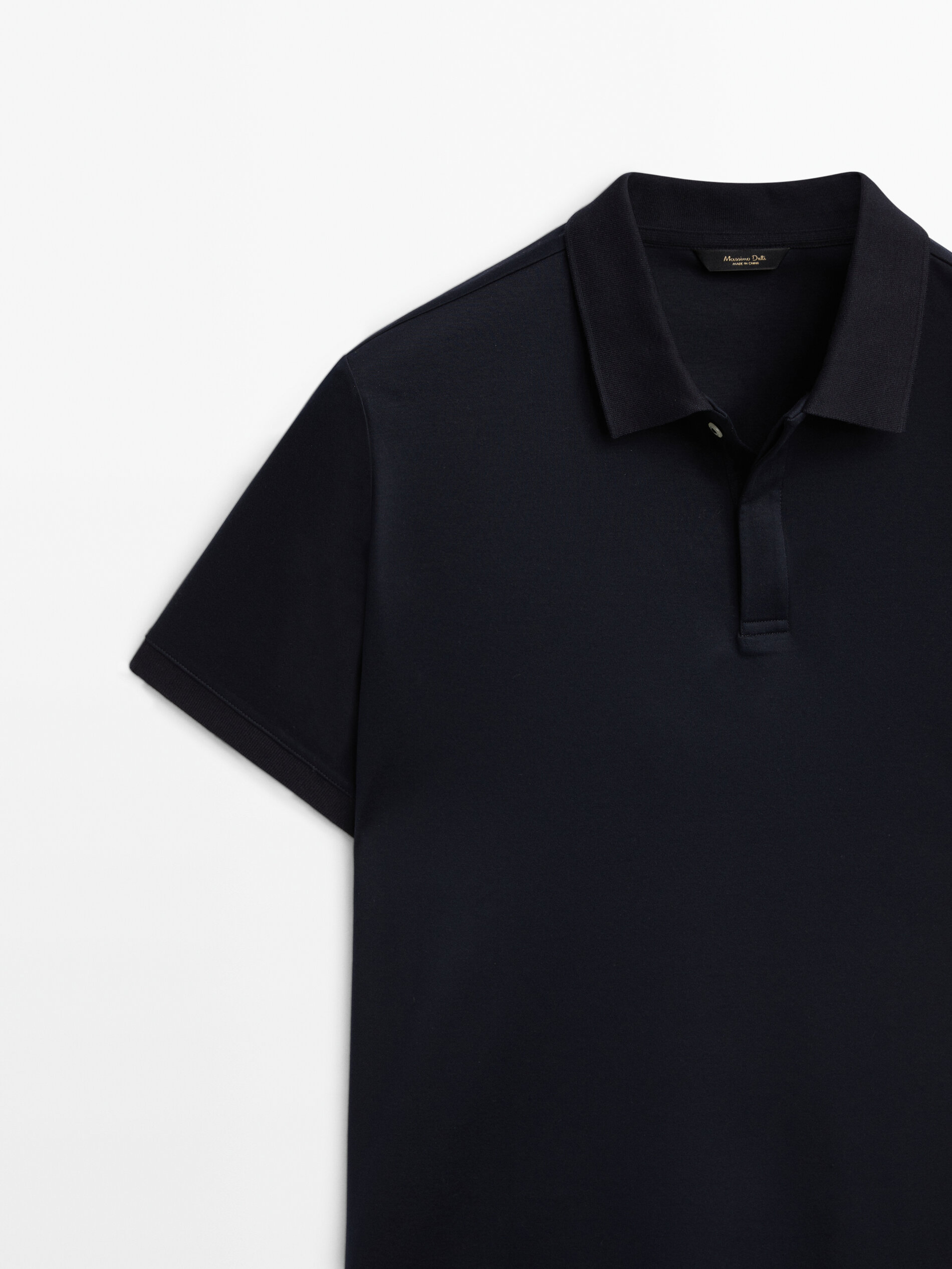Camisa polo em mistura de algodão mercerizado - AZUL MARINHO