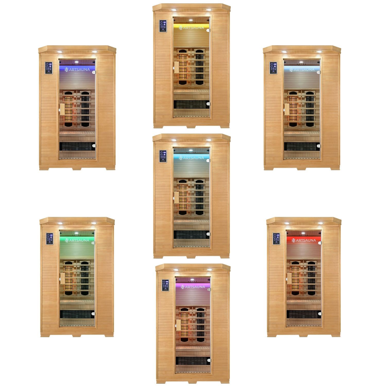 Artsauna Infrarotkabine Oslo mit Triplex-Heizsystem | 2 Personen | Hemlock Holz | 120 x 100 cm