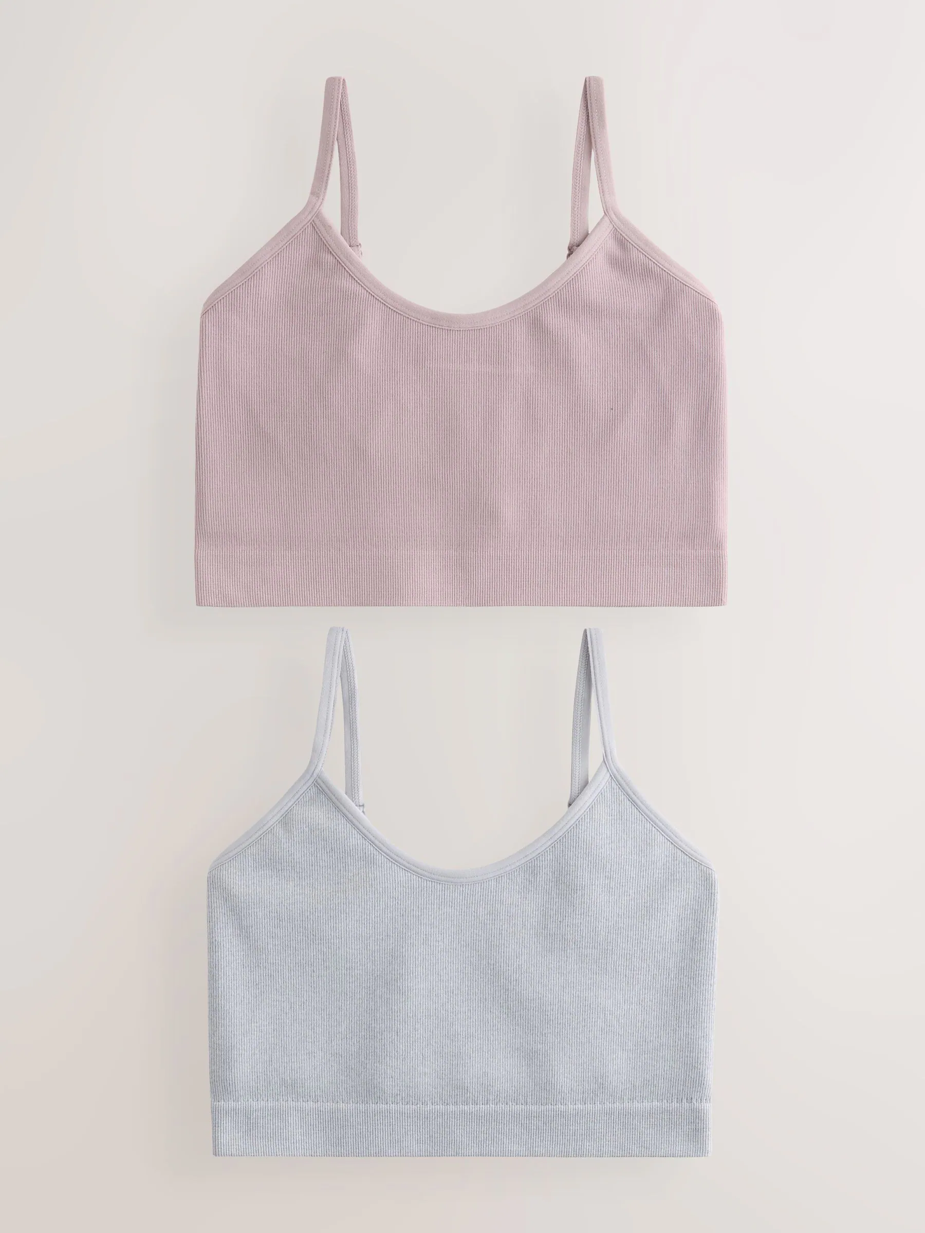 Grijsmarmer / Mauve - Seamless Rib Long Line Bralette 2 Pack