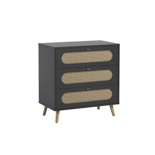 Chambre DUO Lit 70x140 PARIS Commode CANNE Noir - VOX