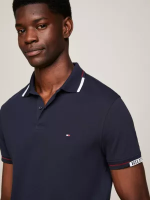 Polo Slim Fit com Punhos Pontiagudos e Logotipos