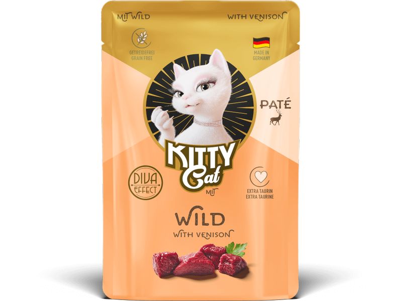 KITTY Cat Nassfutter Paté Pouch Wild 85 g Alleinfuttermittel für ausgewachsene Katzen
