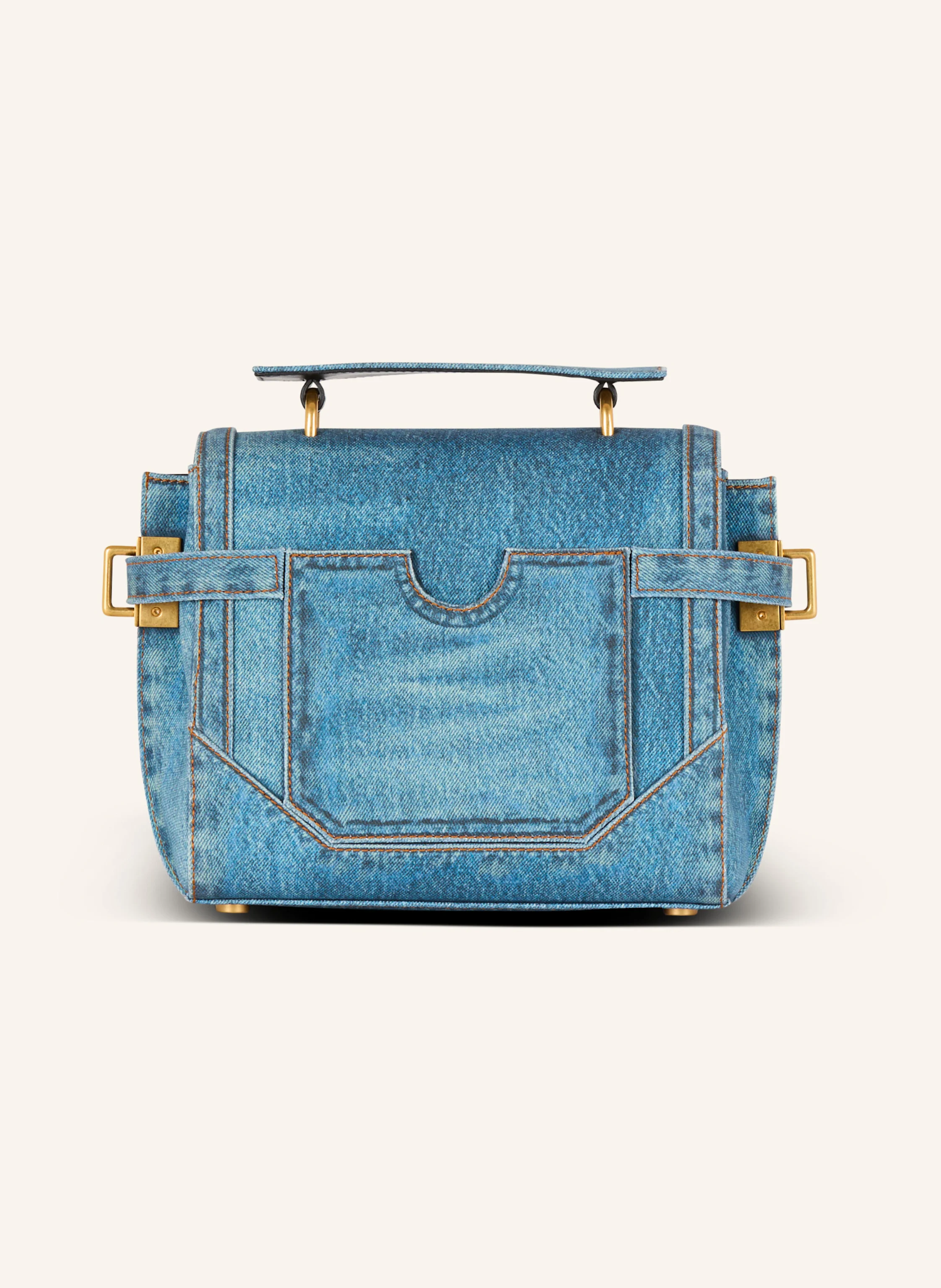 BALMAIN Tasche B-Buzz 23 aus Canvas mit Denim-Print