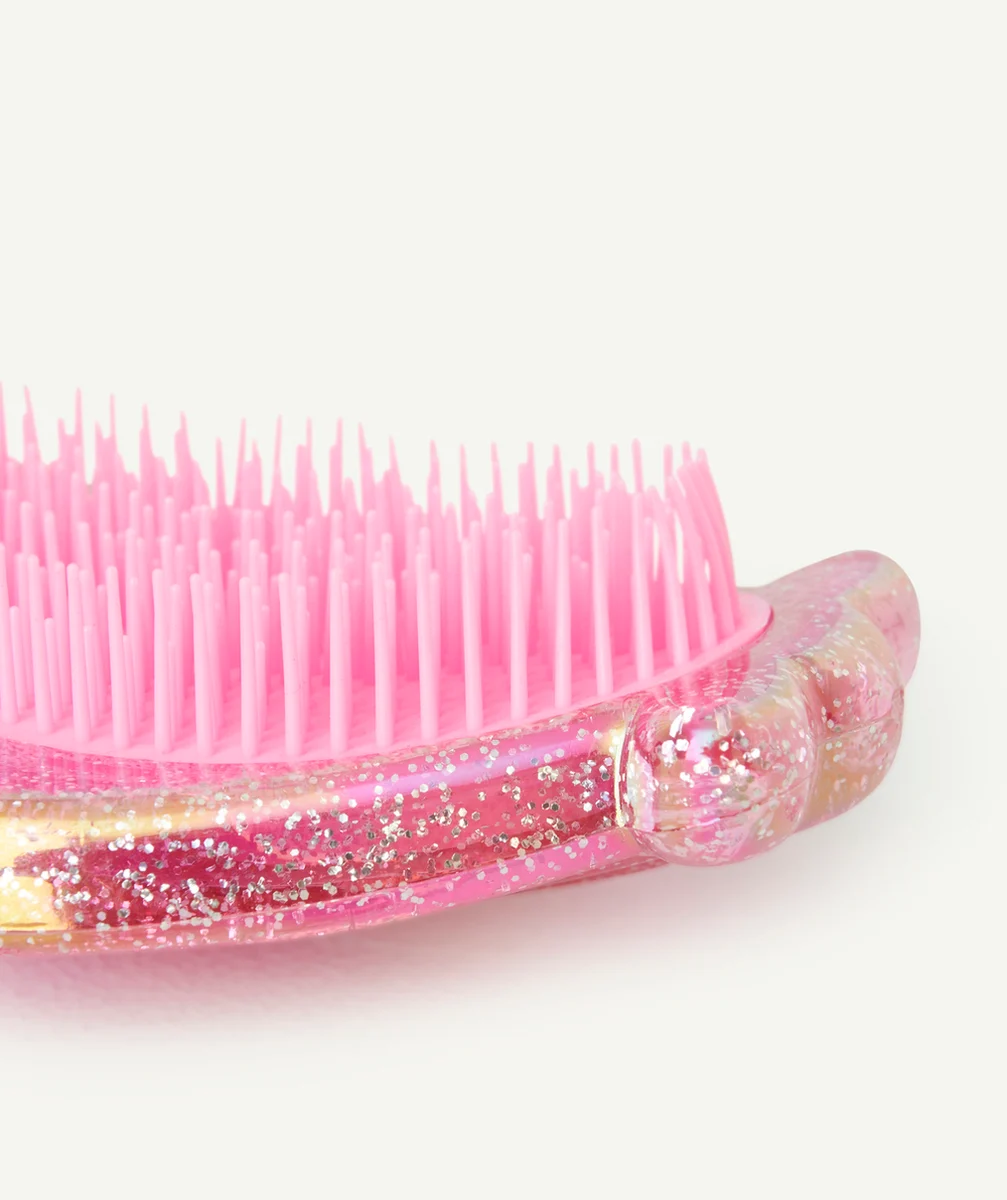 BROSSE COQUILLAGE FILLE ROSE PAILLETÉE