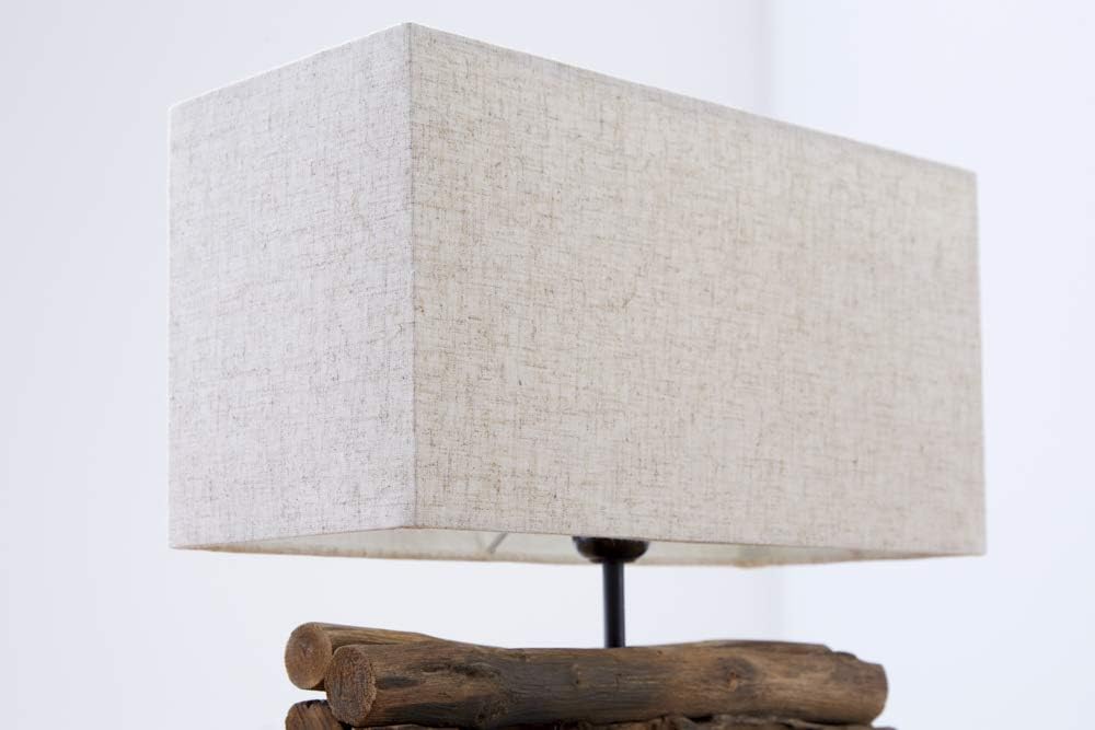 invicta INTERIOR Design Treibholz Lampe PERIFERE beige Tischlampe Handarbeit Leinenschirm Stoffschirm Holz
