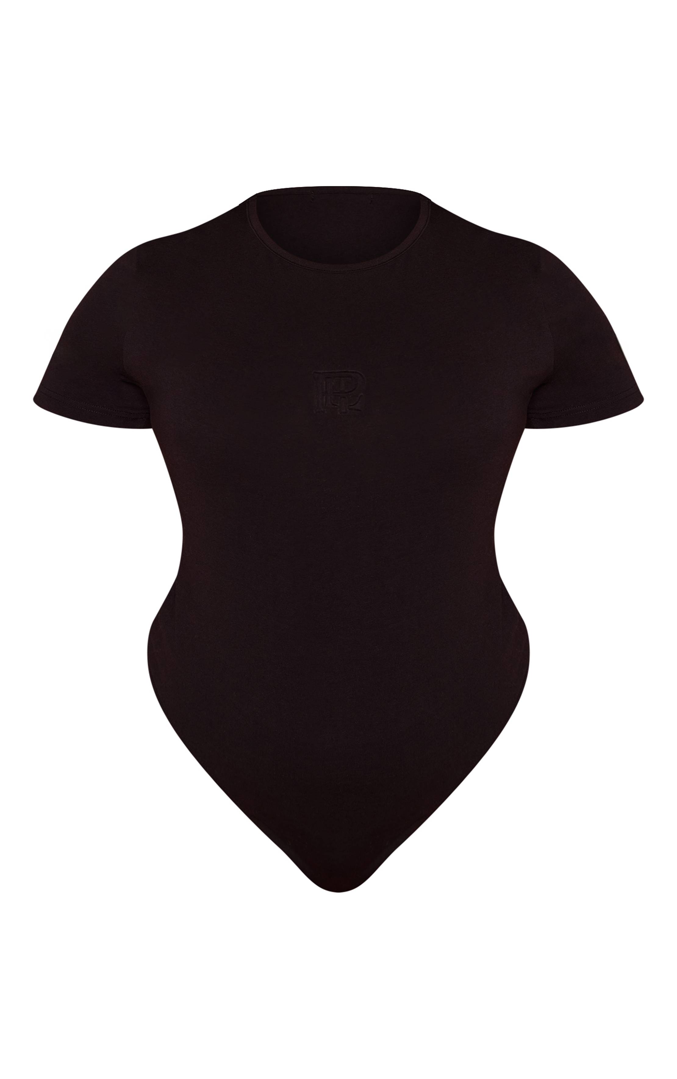 Noir Body Grande Taille À Manches Courtes Avec Logo En Relief