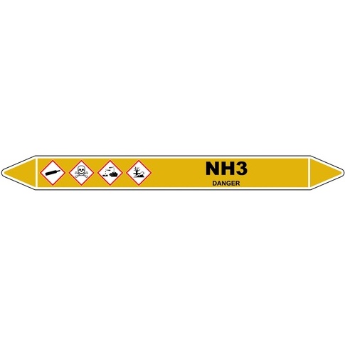 Marqueur de Tuyauterie - NH3 - NFX 08-105 - Vinyle Laminé