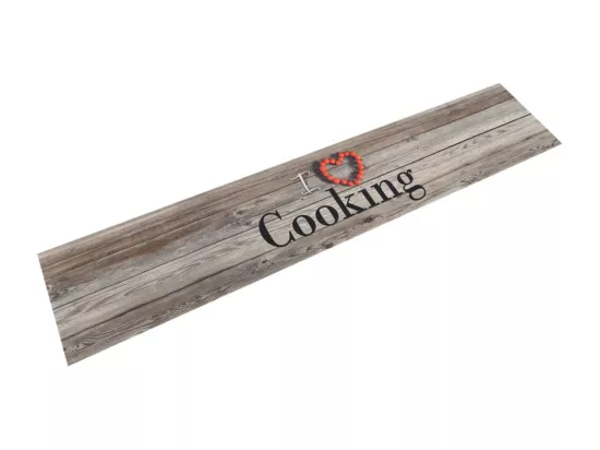 Tapis de cuisine lavable impression cuisine gris 60x300 cm