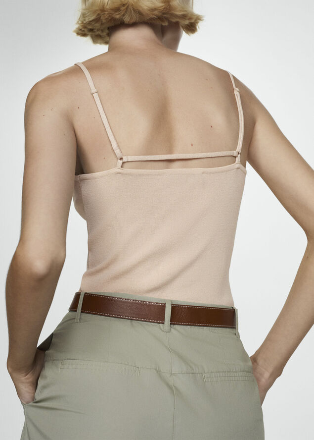 MANGO Knit strap top Lt-pastel pink