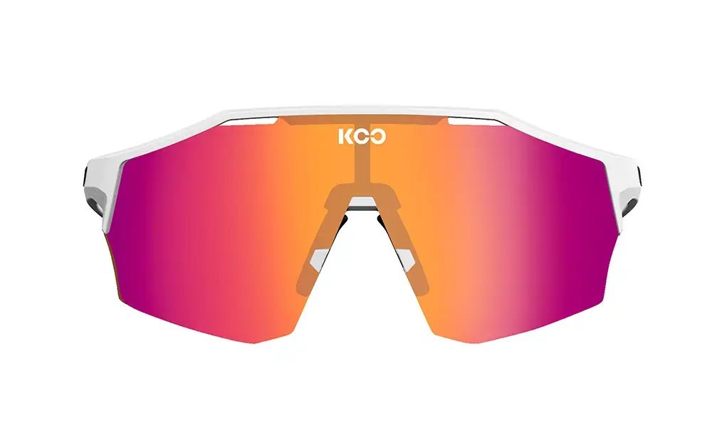 KOO ALIBI Sport Zonnebril Mat Wit met Photochromic Fuchsia Mirror Lens