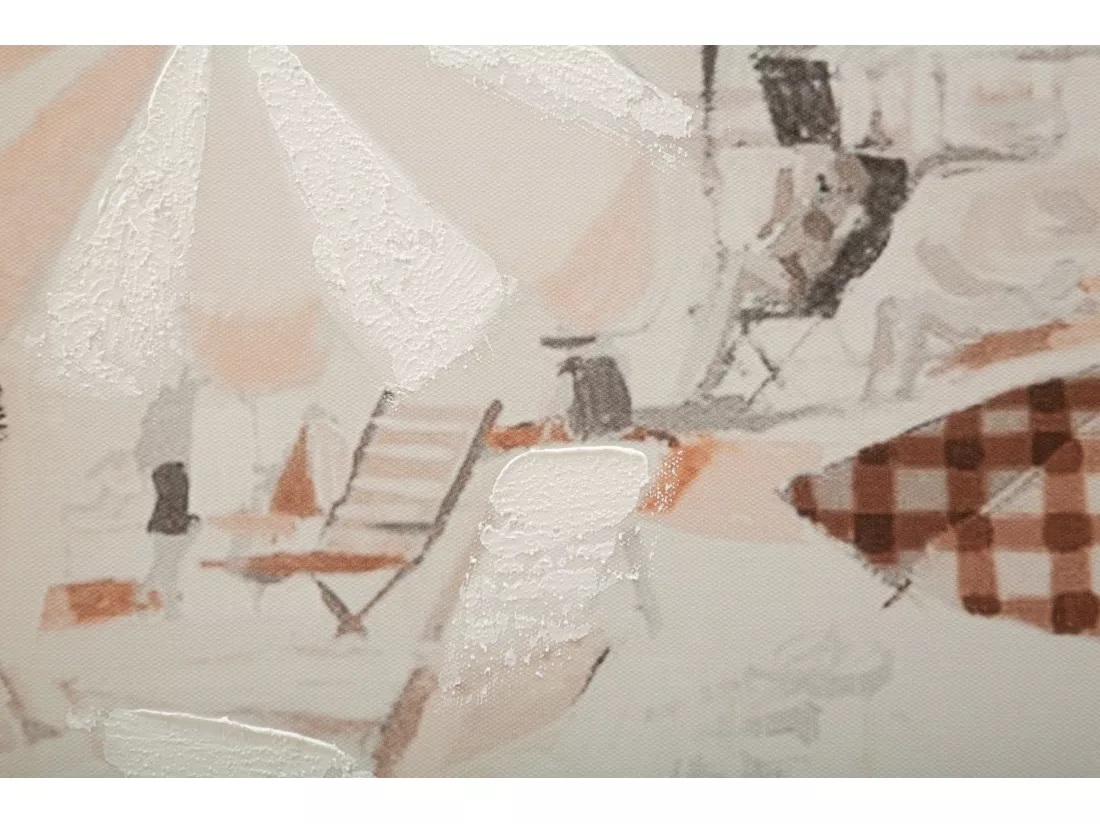 Tableau Toile sur Bois - Plage aux Couleurs Douces Style Impressionniste - 80x3x120 cm - Décoration Murale Apaisante