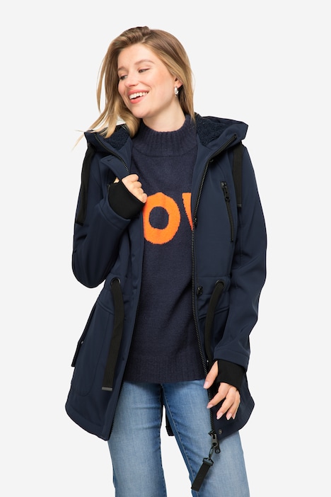 Softshell-Jacke, Fleece-Innenseite, Kapuze mit Teddyfutter