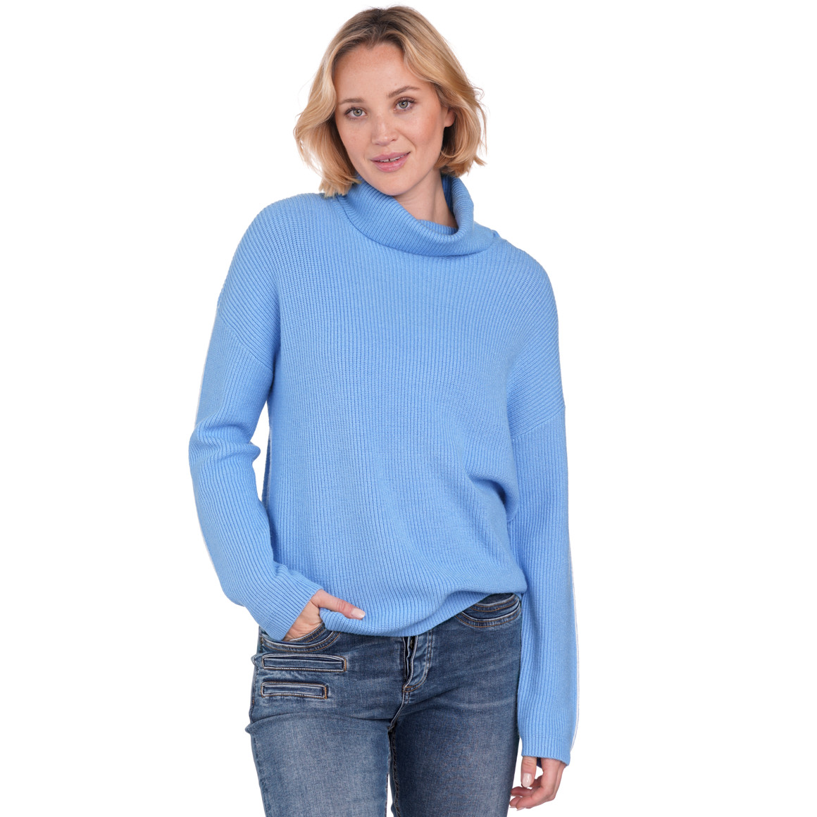 Gina Benotti Damen Strickpullover mit Rollkragen hellblau