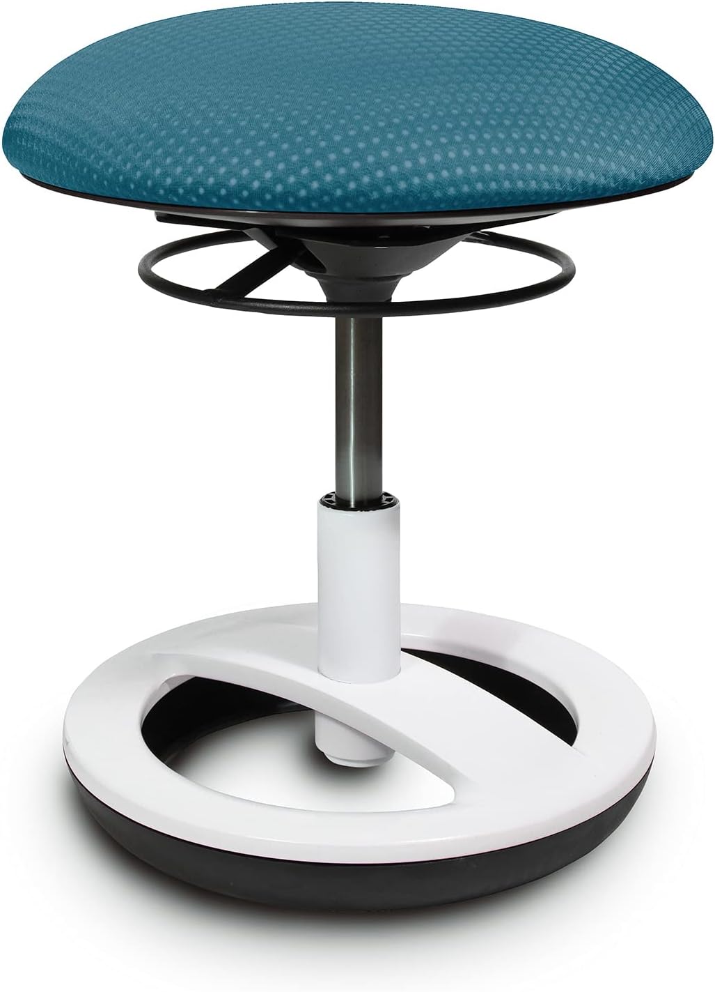 TOPSTAR Sitzhocker Sitness Bobby für Kinder, Standfußring Alu weiß lackiert, Stoff, Petrolblau SU83CR5