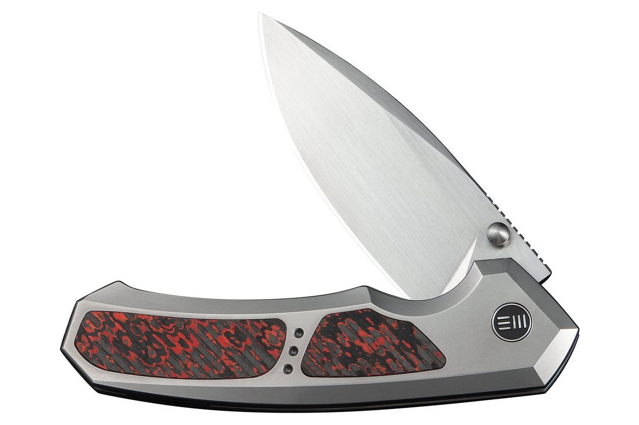 WE Knife Corwyn WE24088-4 Hand Satin Böhler M390, Polished Bead Blasted Titanium Lava Flow FatCarbon, zakmes