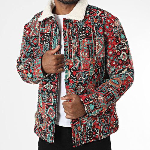 Veste Zippée Col Mouton Noir Rouge Bleu
