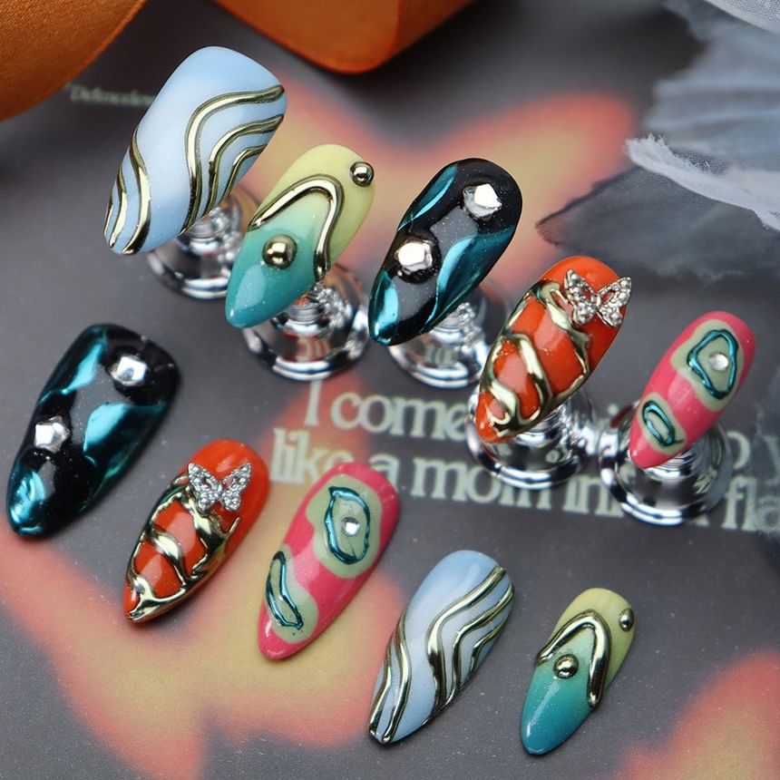 gracienorm - Print Gradient Amandel Press On Nail