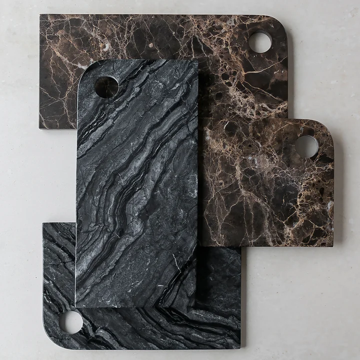 Mette Ditmer - Marble Schneidebrett, 18 x 38 cm, schwarz / grau