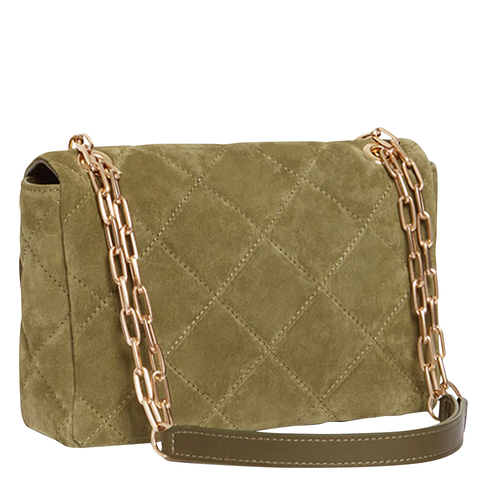 MOON MM - Sac bandoulière matelassé en cuir | Vert