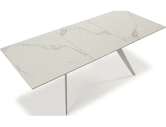CONCEPT1 - Table Lula 160/220 x 90 x 76 cm céram blanc pied blanc