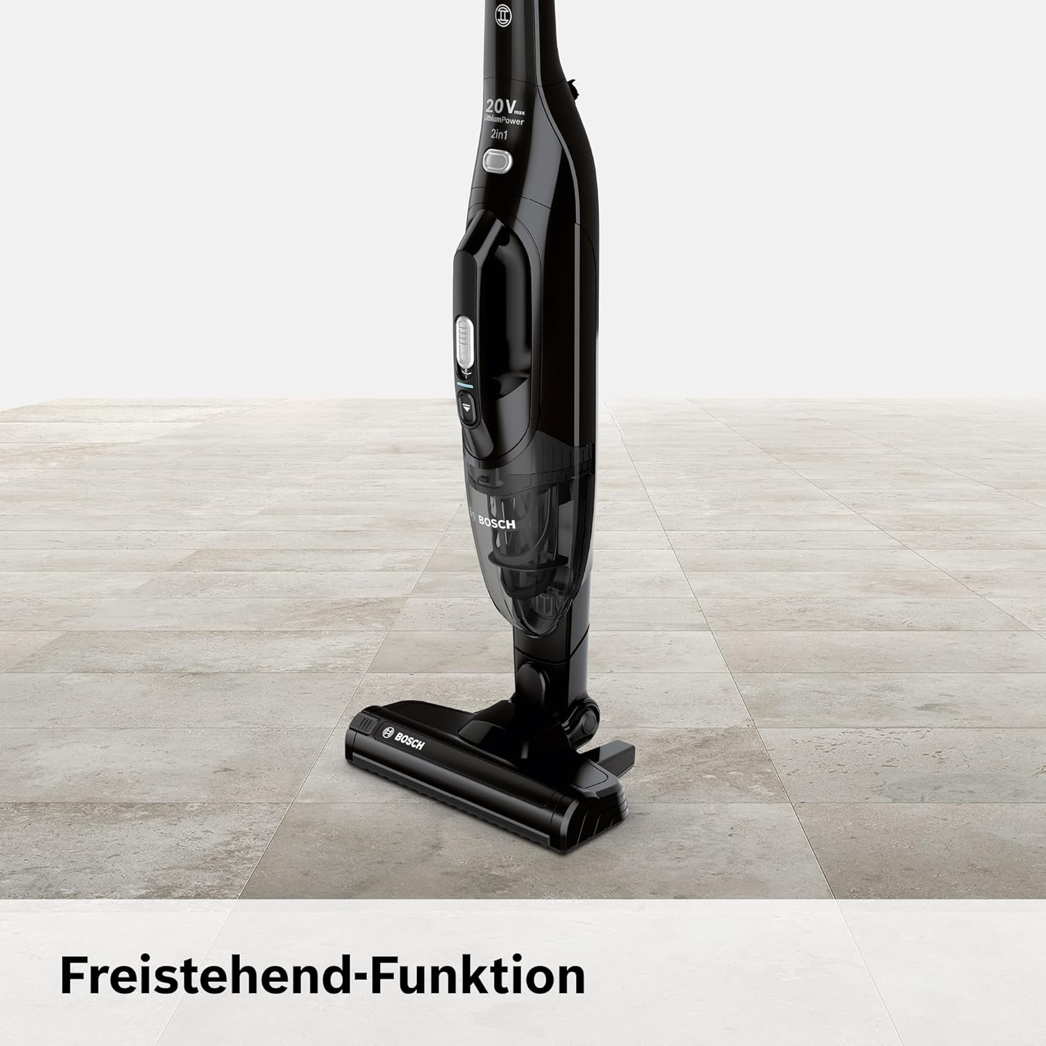 Bosch Akku-Staubsauger Readyy'y 2in1 Serie 2, 20Vmax, kabellos, beutellos, abnehmbares Handgerät, hohe Saugkraft, Lange Laufzeit, 2 Stufen, freistehend, schwarz, BBHF220