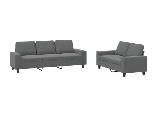 Ensemble de canapés 2 pcs gris foncé tissu