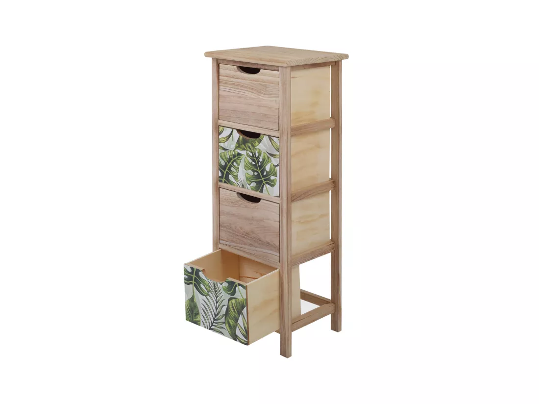 Chiffonnier Commode 4 Tiroirs Bois Marron Vert Moderne 84x34x27