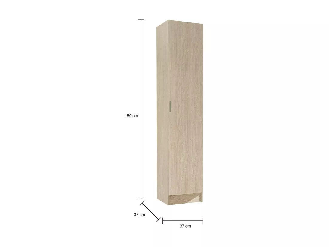 Armoire polyvalente Dibels, Armoire auxiliaire avec 1 porte, Armoire à chaussures avec étagères, Étagère à chaussures verticale, 37x37h180 cm, Chêne