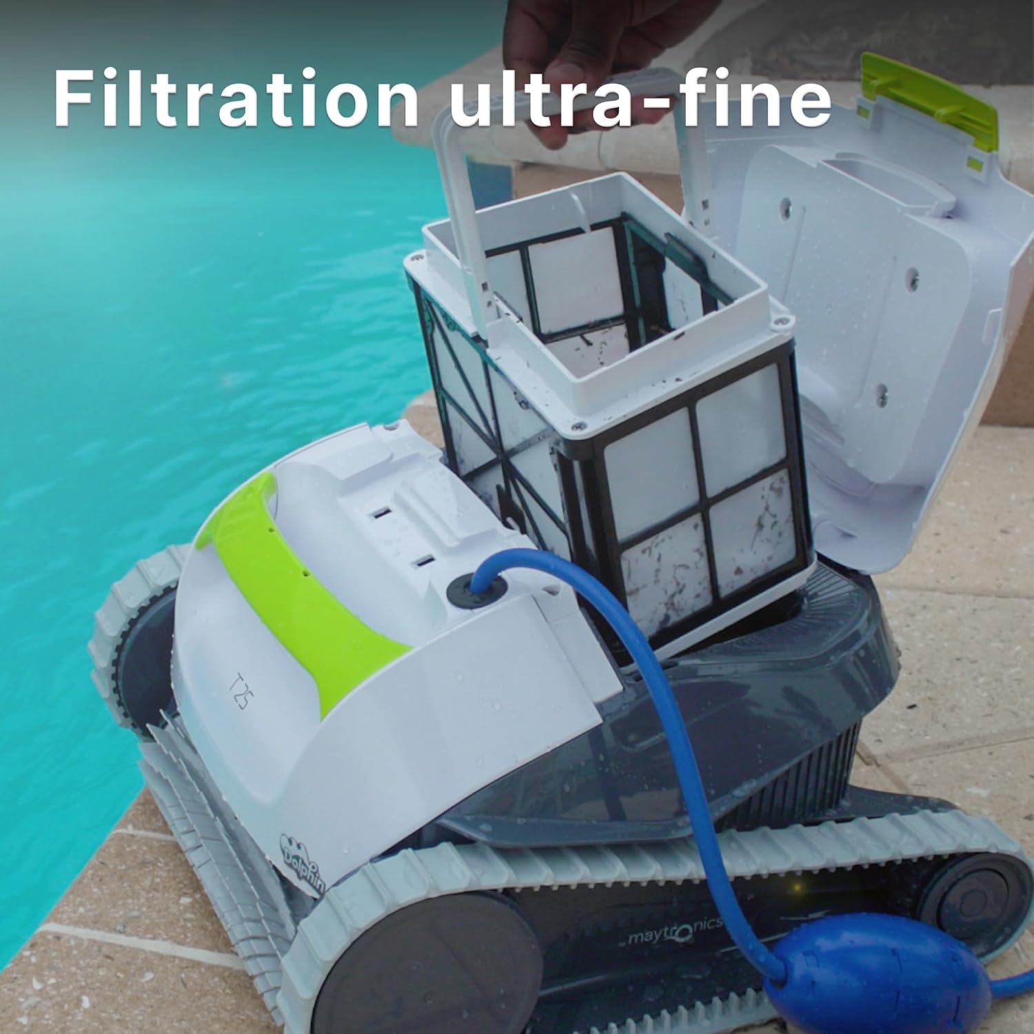 Dolphin T25 Robot Nettoyeur électrique avec Fil pour Piscine Hors-Sol Jusqu’à 10 m - Nettoyage Fond et parois - Système de Scan Intelligent