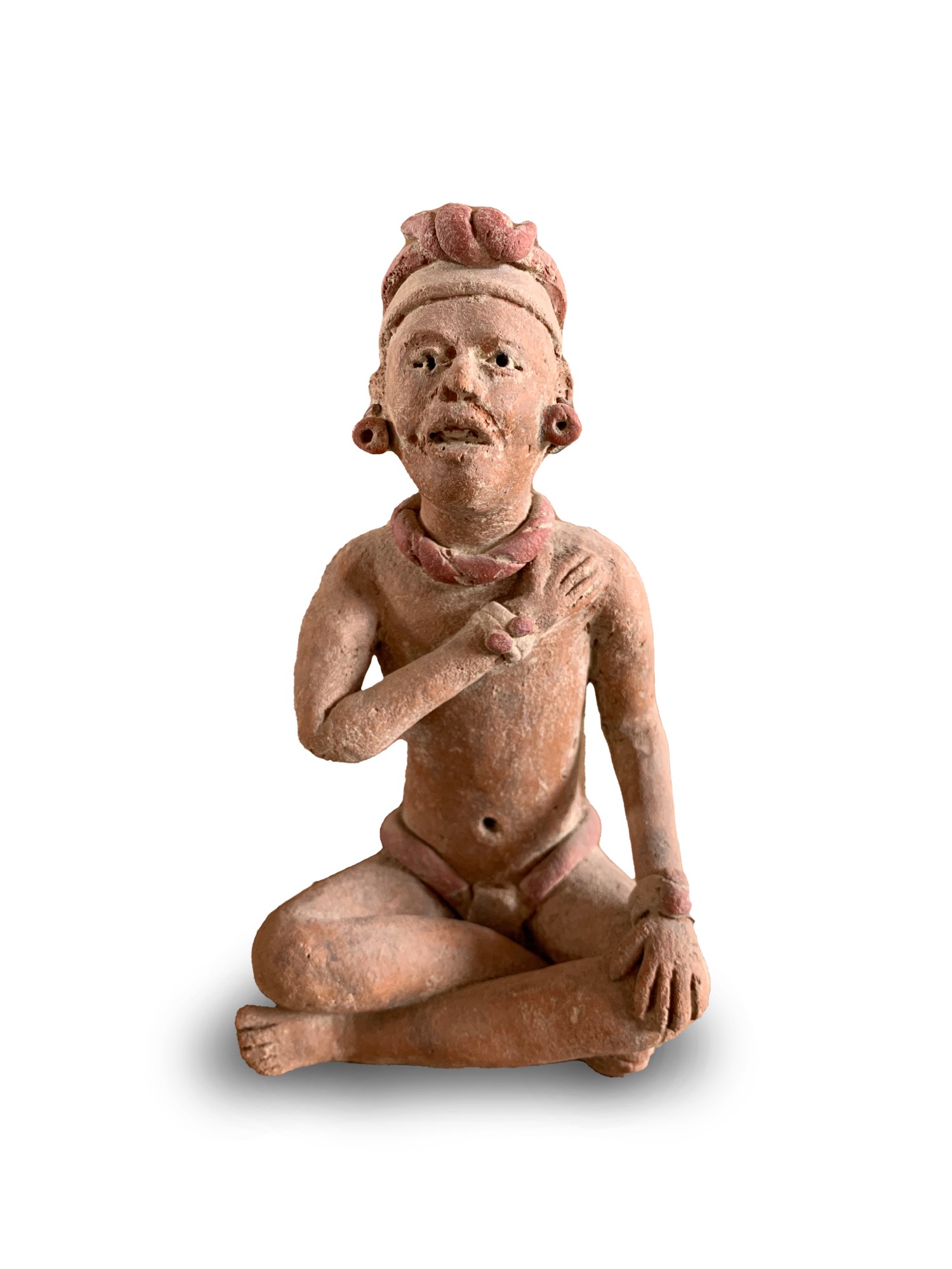 Terrakotta-Figur 'Totonaca', IV, sitzend, handbemalt,  L 10 cm, B 7 cm, H 16 cm von fischer's lagerhaus
