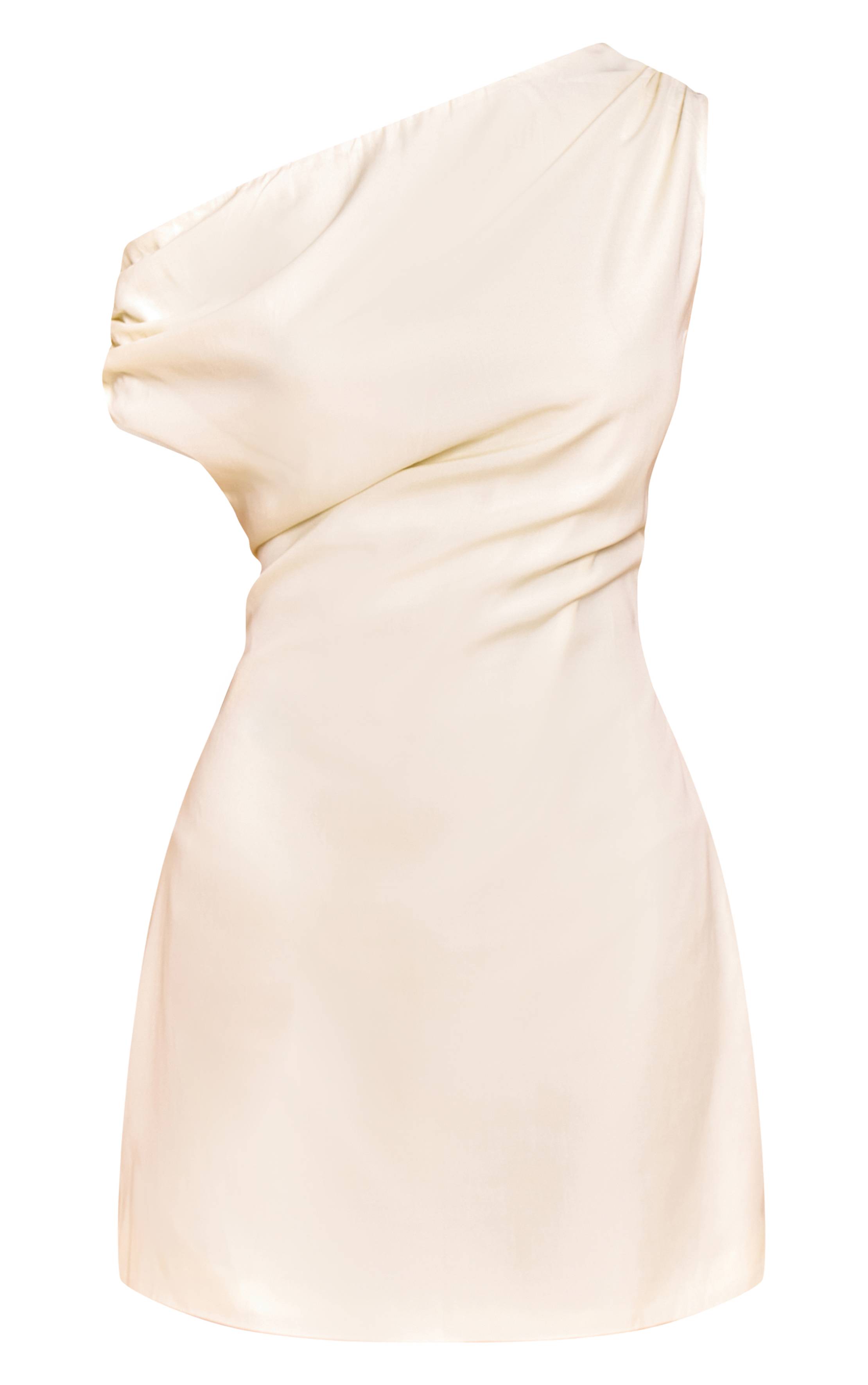 Crème Robe Drapée Froncée Petite Taille