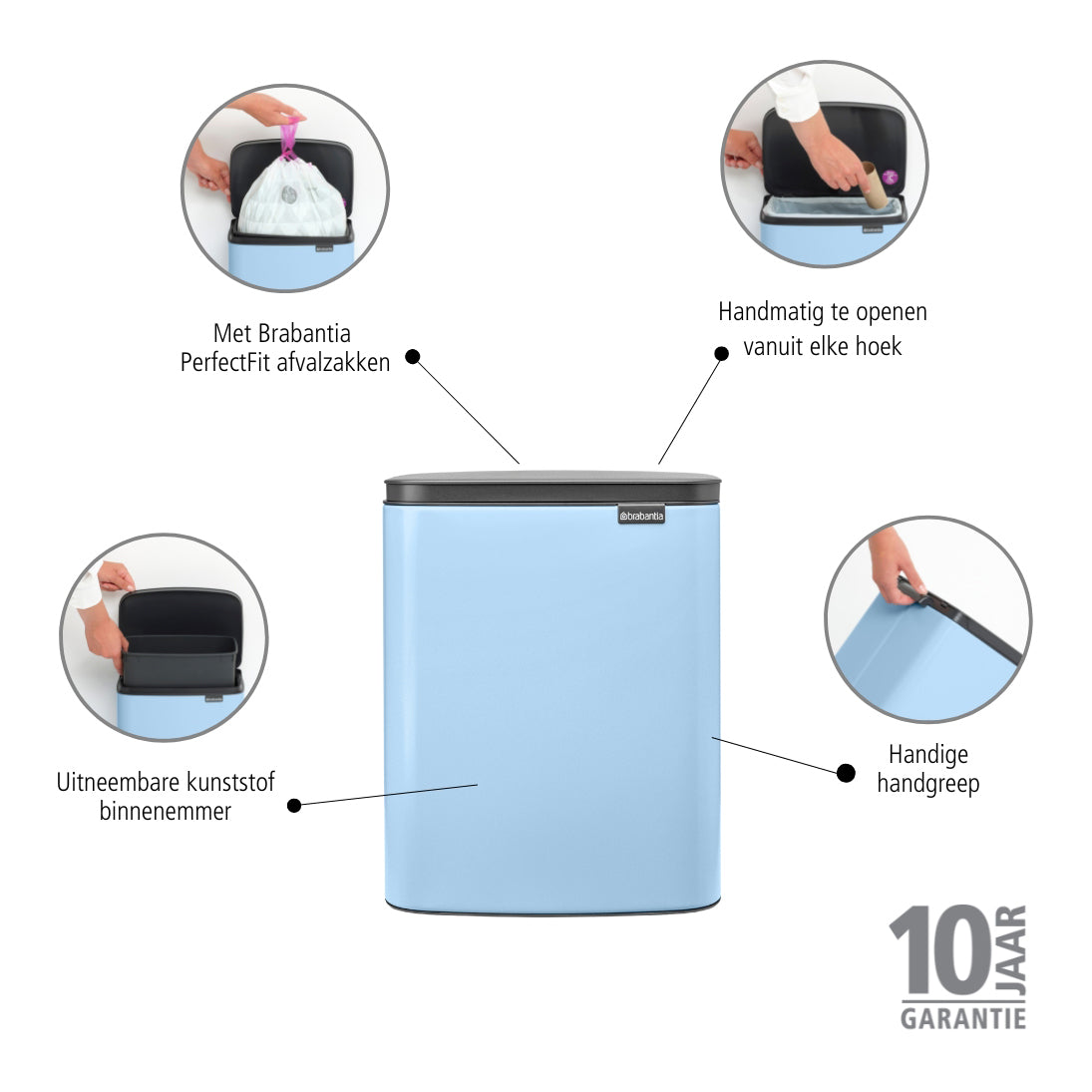Brabantia Bo Afvalemmer 12 L - Dreamy Blue
