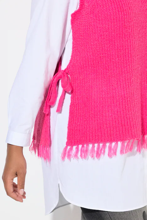 Pullunder, bequeme Passform, seitlich mit Bindeband, hibiskuspink