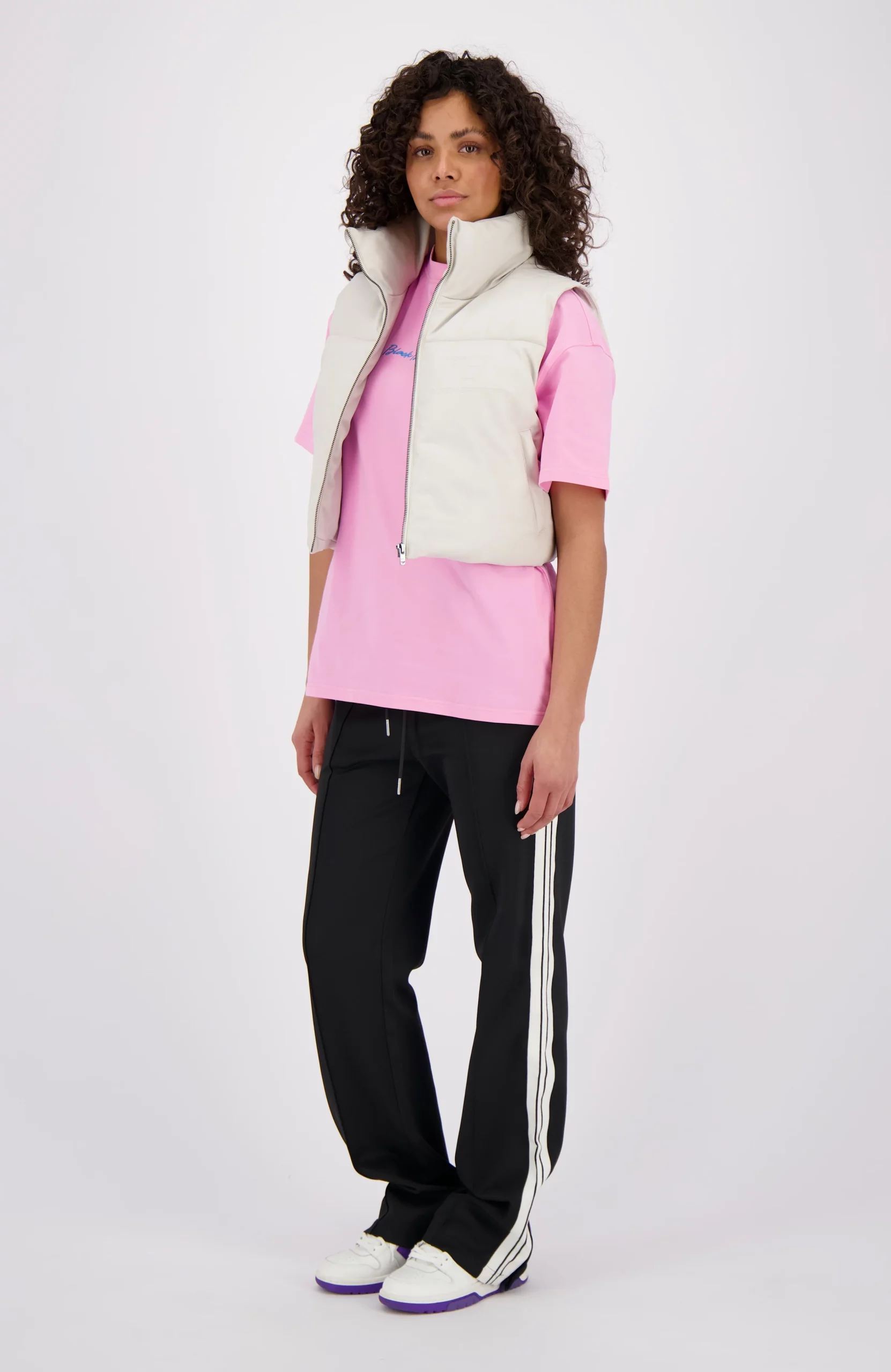 Black Bananas Faux Leather Bodywarmer Dames Lichtgrijs