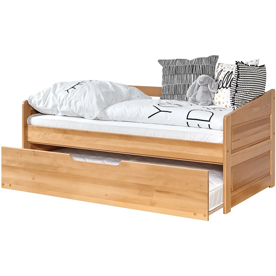 TiCAA Sofabett Mini Micki Buche natur mit Zusatzbett inkl. 2 Matratzen