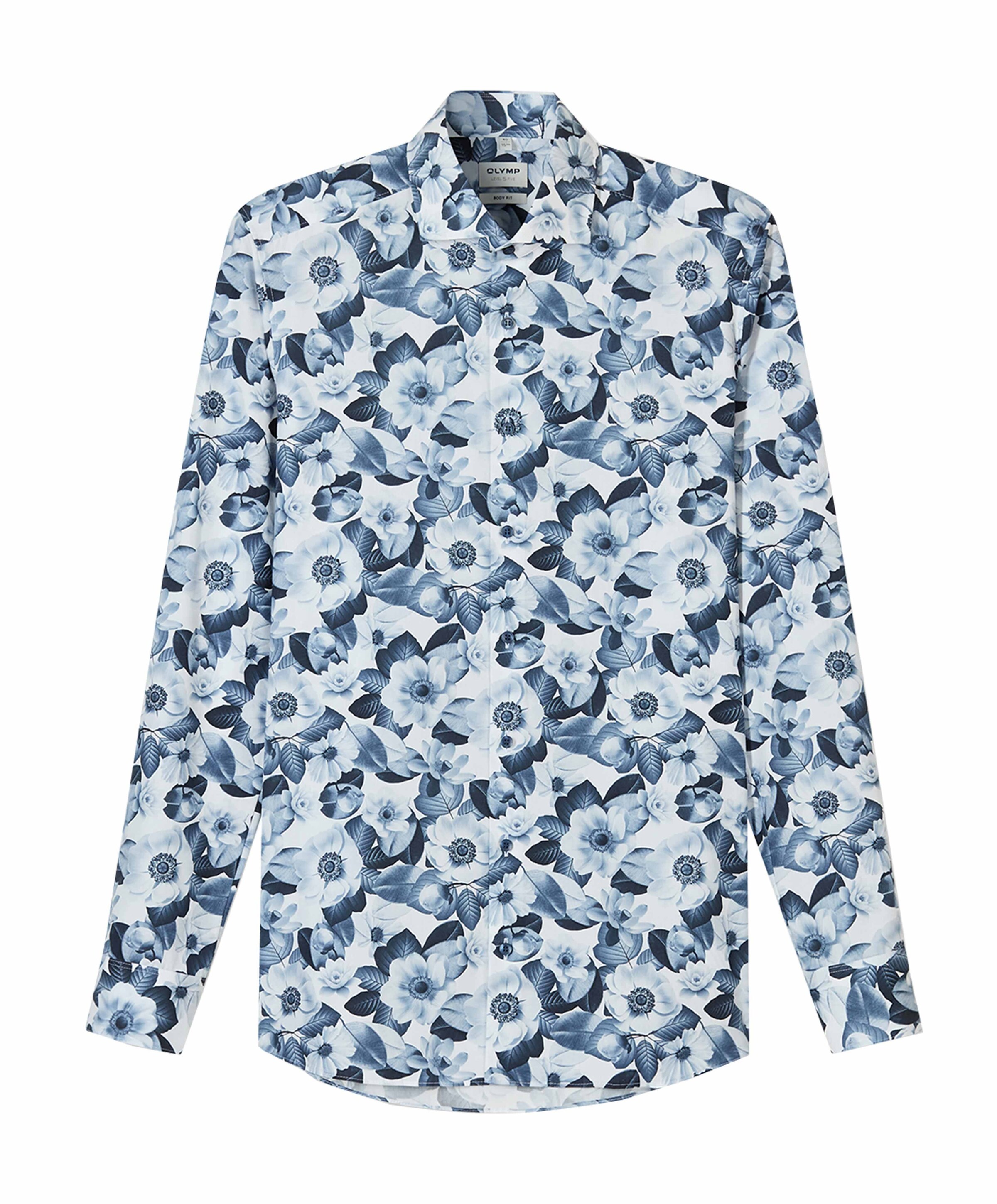 Olymp Level 5 Heren overhemd lange mouw blauw