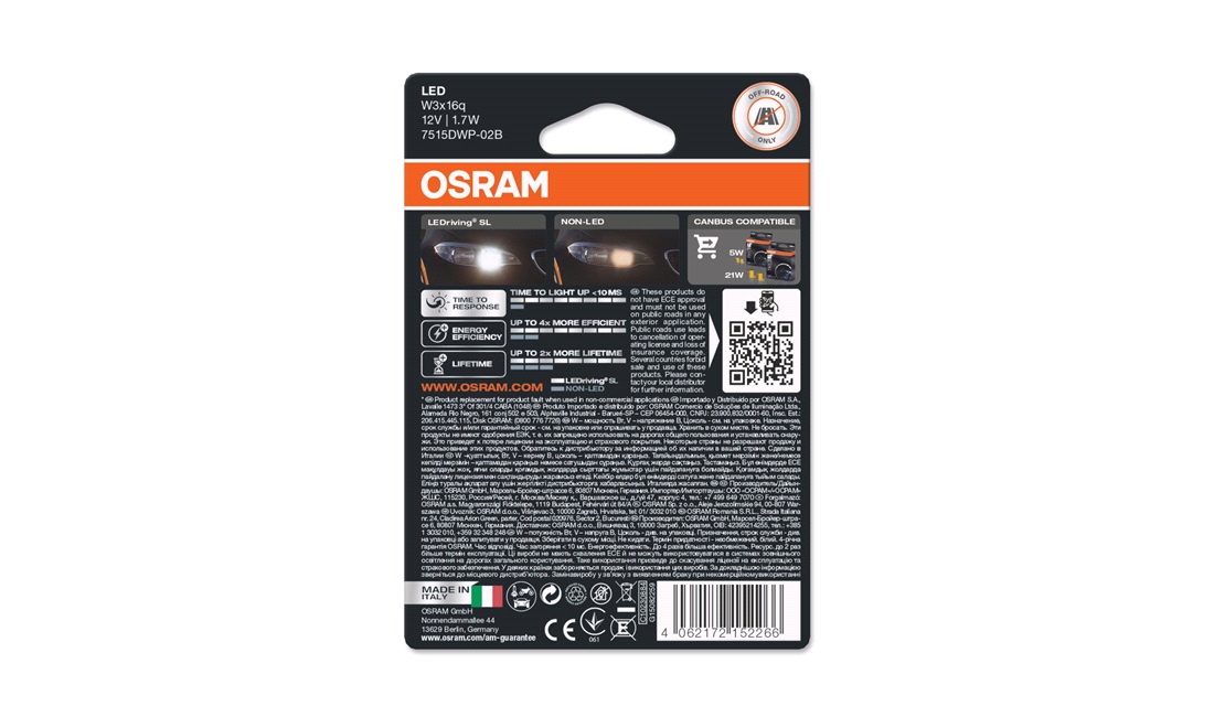 Pæresæt W21/5W Hvid LEDriving - Osram