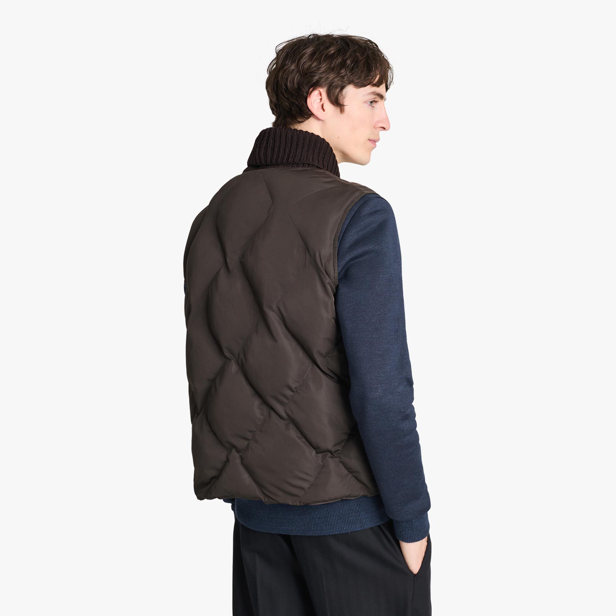 Doudoune Sans Manches En Nylon Matelasse Avec Col En Maille