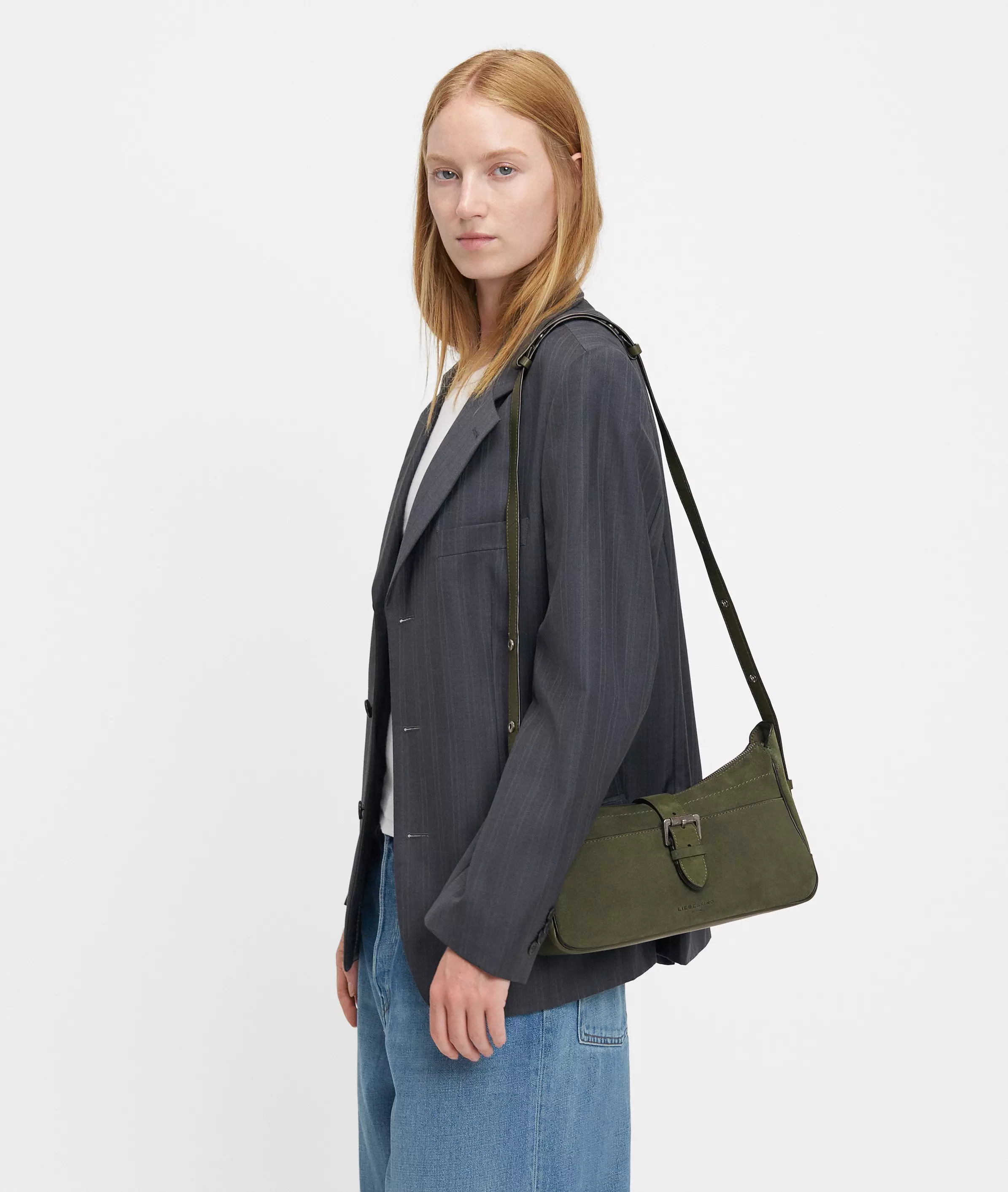 Ren Baguette S Handy suede shoulder bag