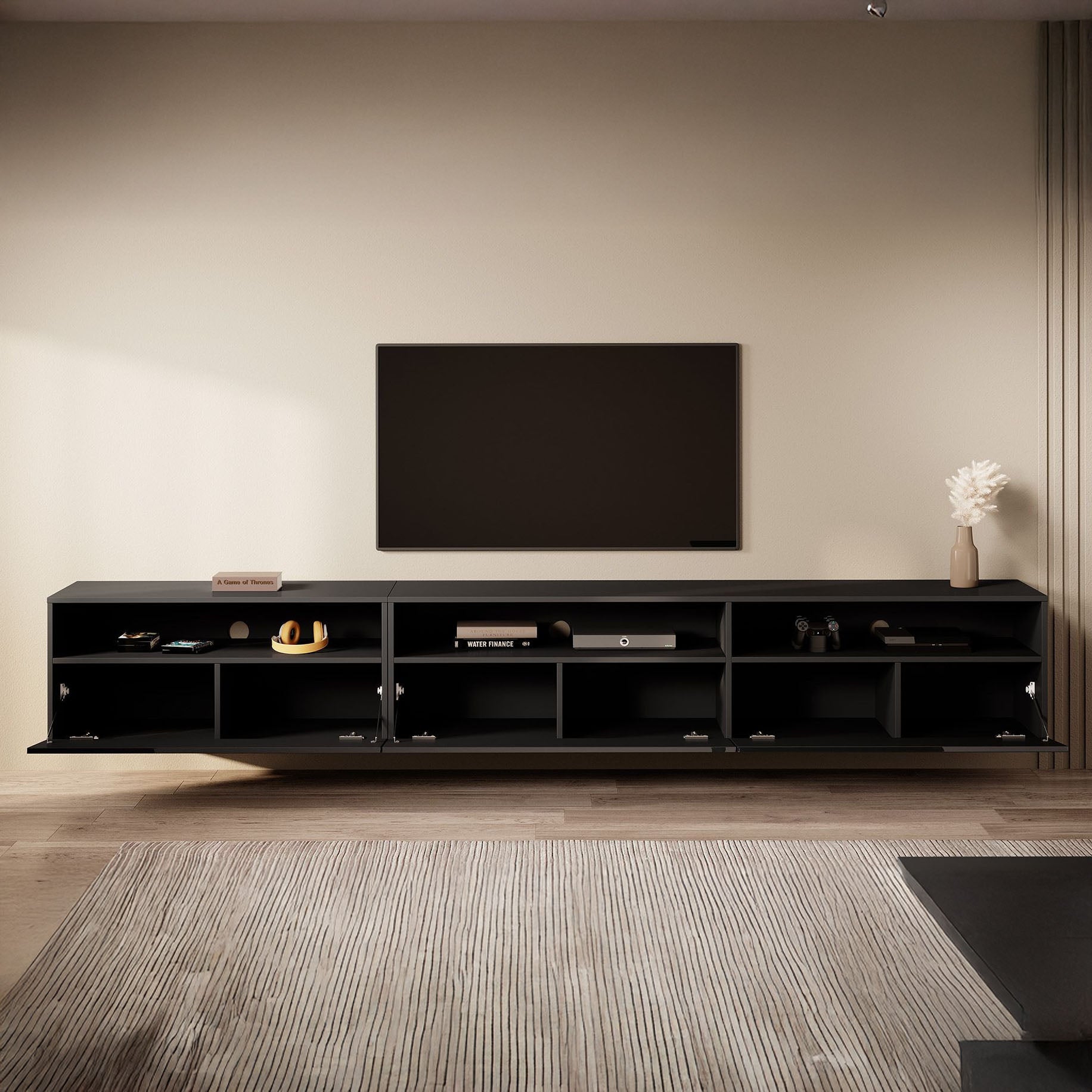 Antrix - TV-Meubel - Zwart - 270 cm