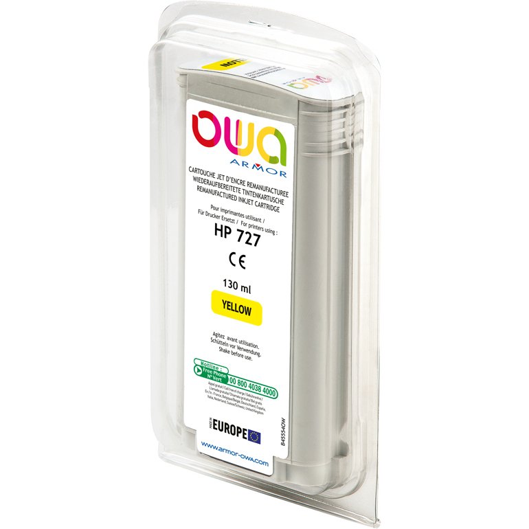 Cartouche d'encre traceur remanufacturée OWA - standard - Jaune - pour HP 727