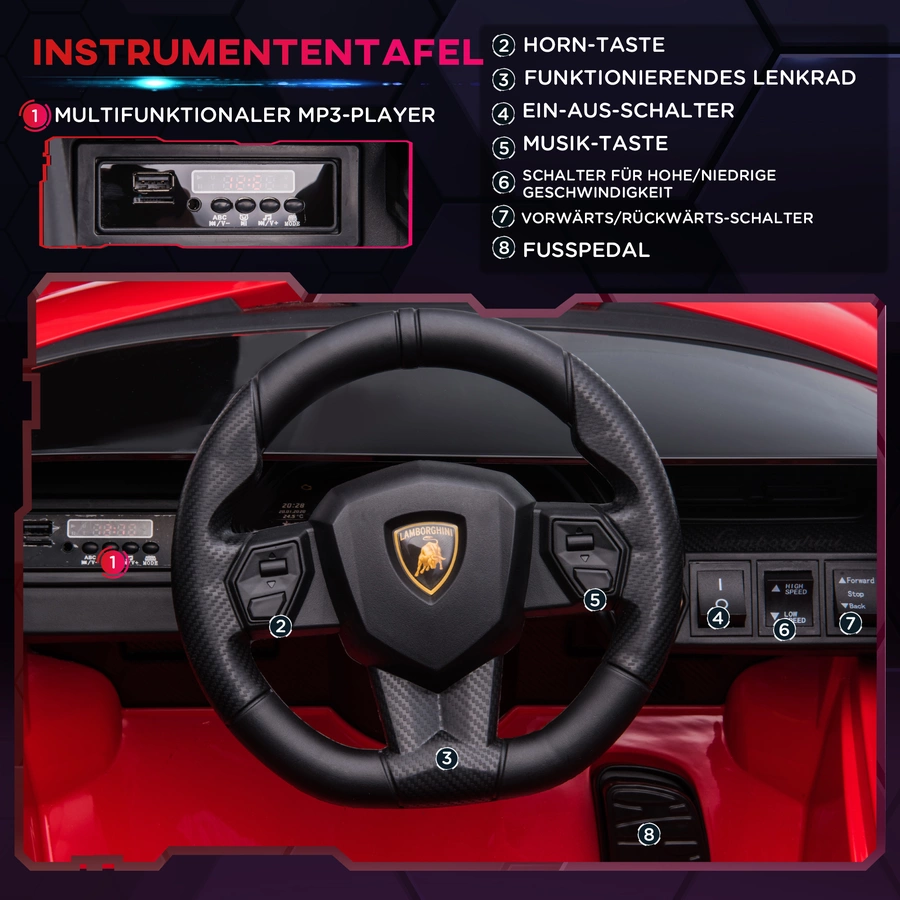 HOMCOM Kinder Elektroauto mit Fernbedienung rot
