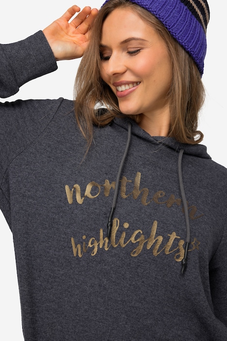 Hoodie, Statement Print, Kapuze, Langarm, elastischer Saum