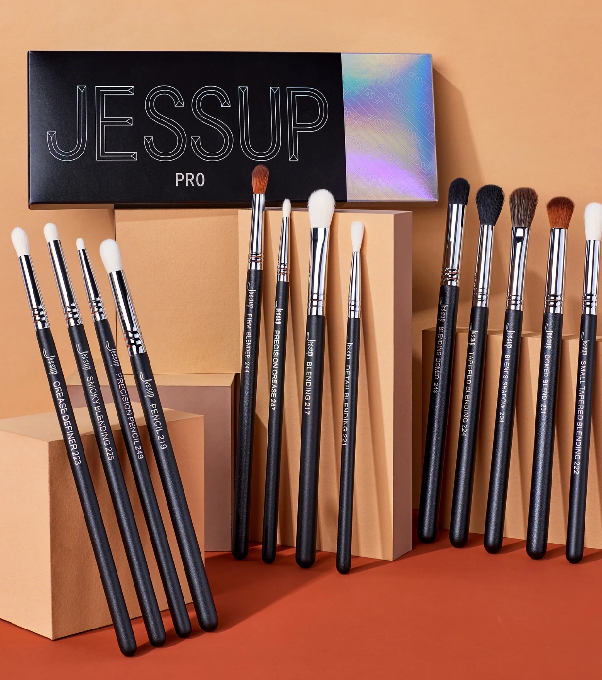 Jessup Beauty - Conjunto de pincéis PRO 13 peças - T338: Black/Silver