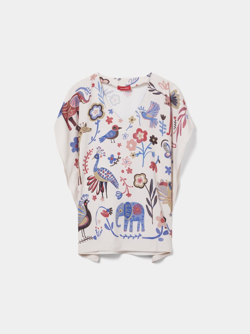 Blusa poncho com estampado