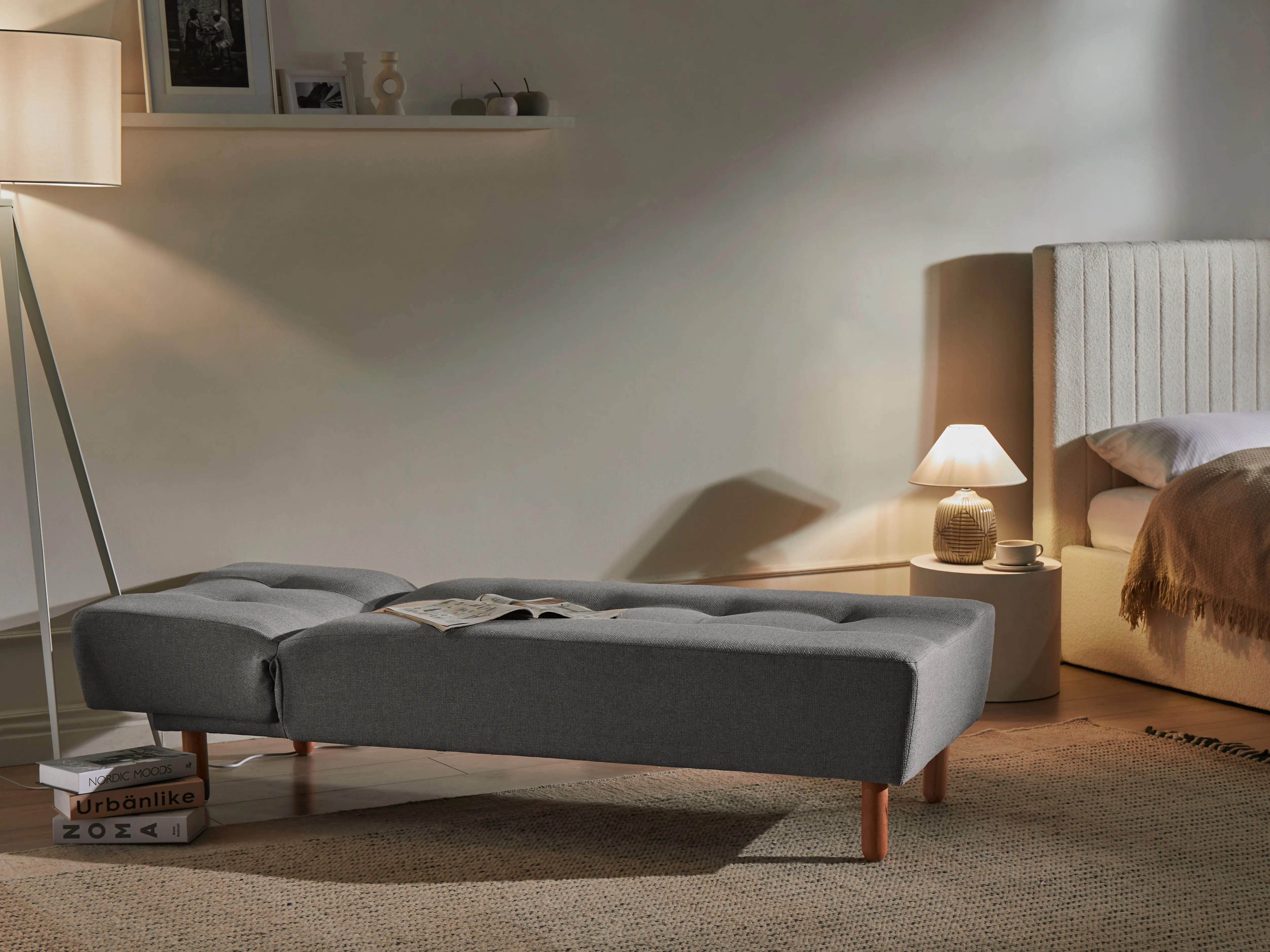 Chaise longue ALSTEN Stof Donkergrijs