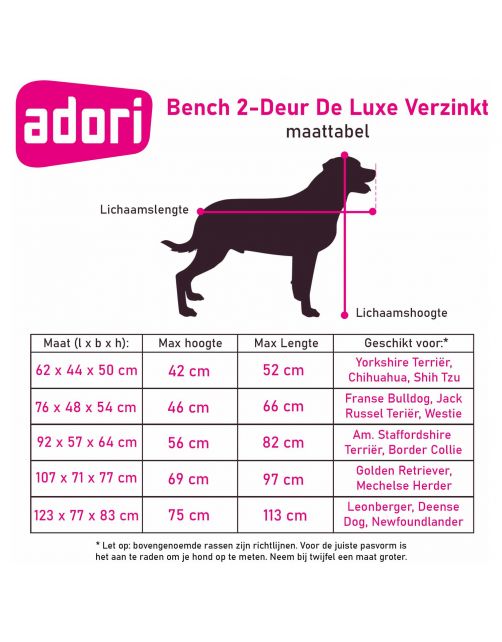 Adori Bench 2-Deurs De Luxe Verzinkt - Hondenbench