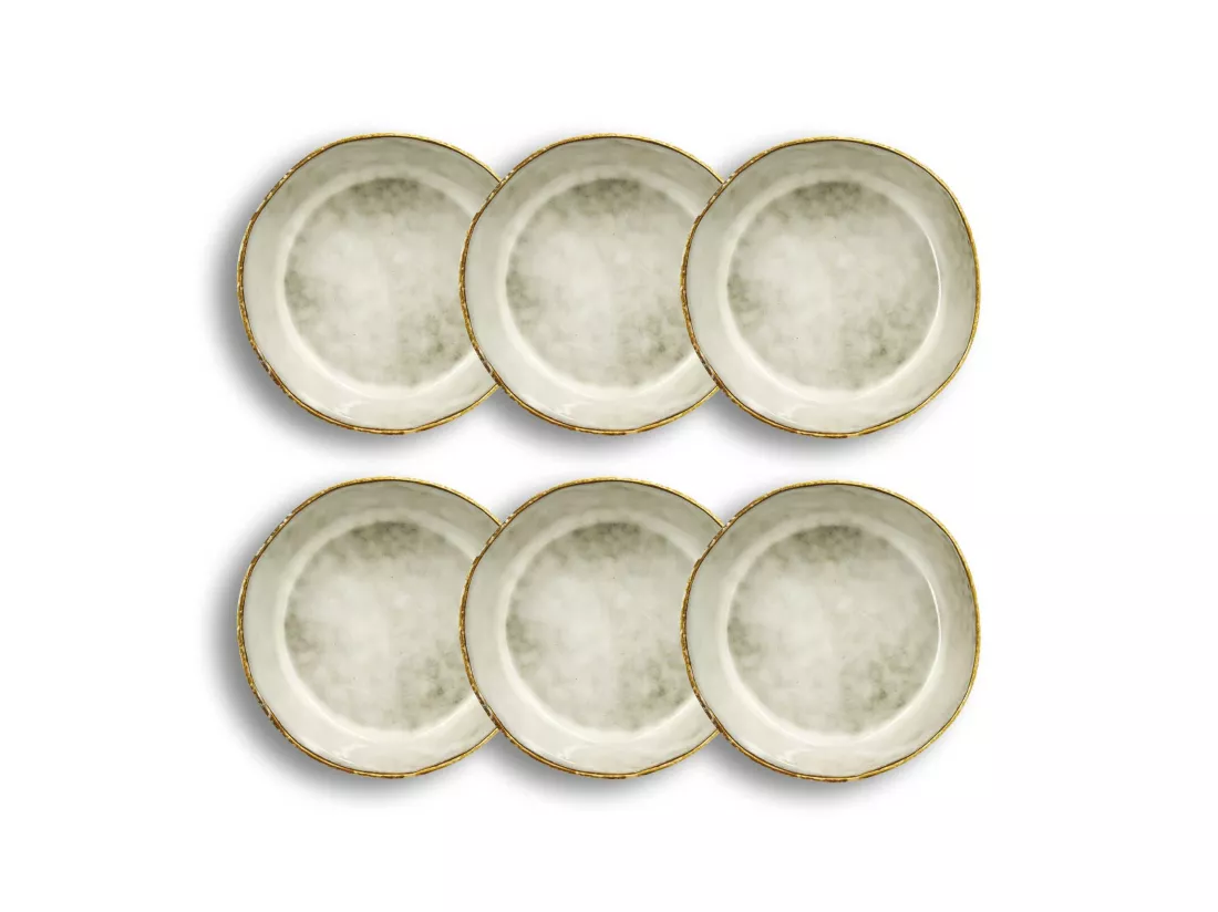 Ogo Living - Lot 6 Assiettes Coupes Boral 15.5cm En Gres Beige Clair