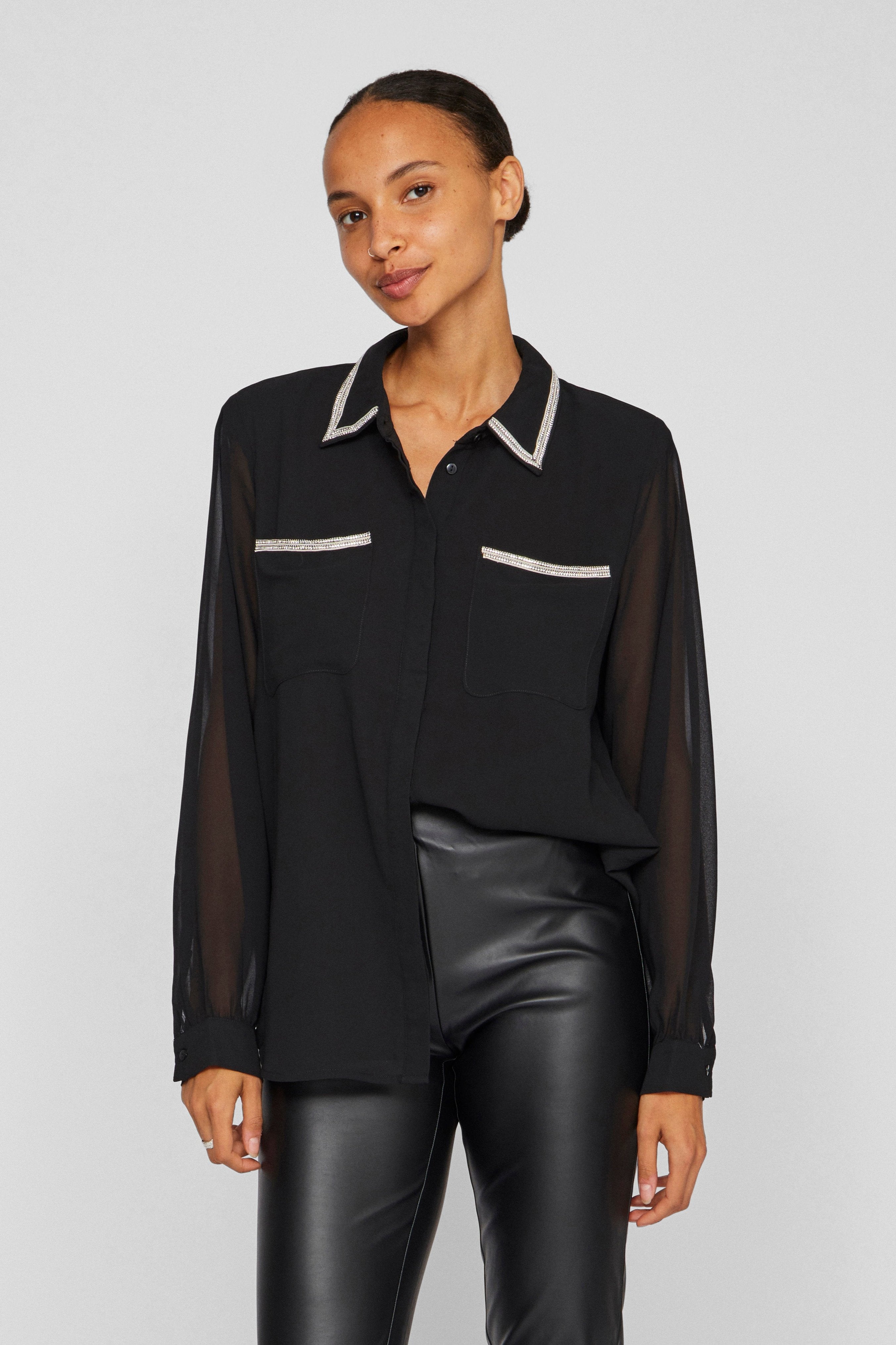 Vila  Vianlis L/S skjorte - Black Beauty